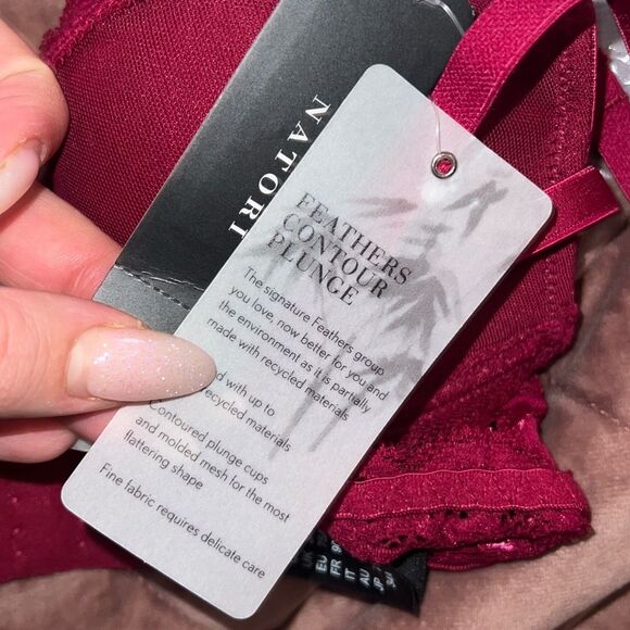 Natori NWT UNDERWIRE Feathers Plunge Bra t-shirt 32D - Picture 5 of 5